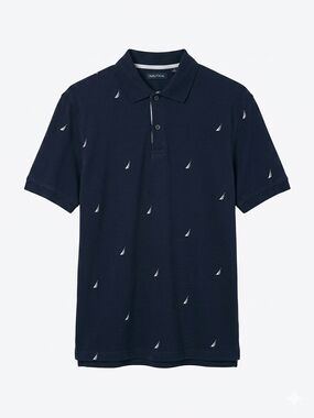 Nautica Men's Navy Logo Print Polo Shirt